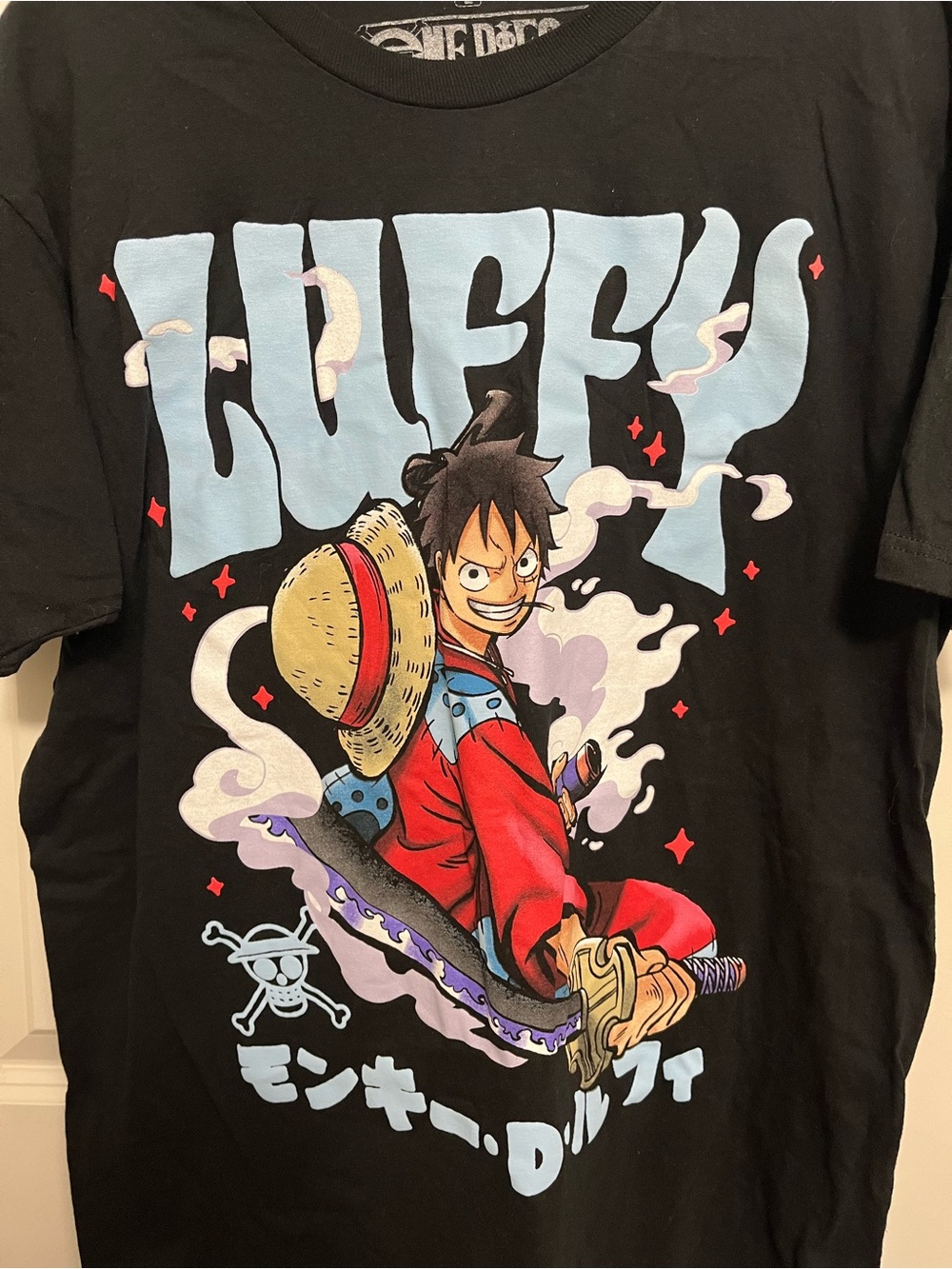 Hot Topic One Piece Luffy Samurai Sword Puff Print T-Shirt in size L